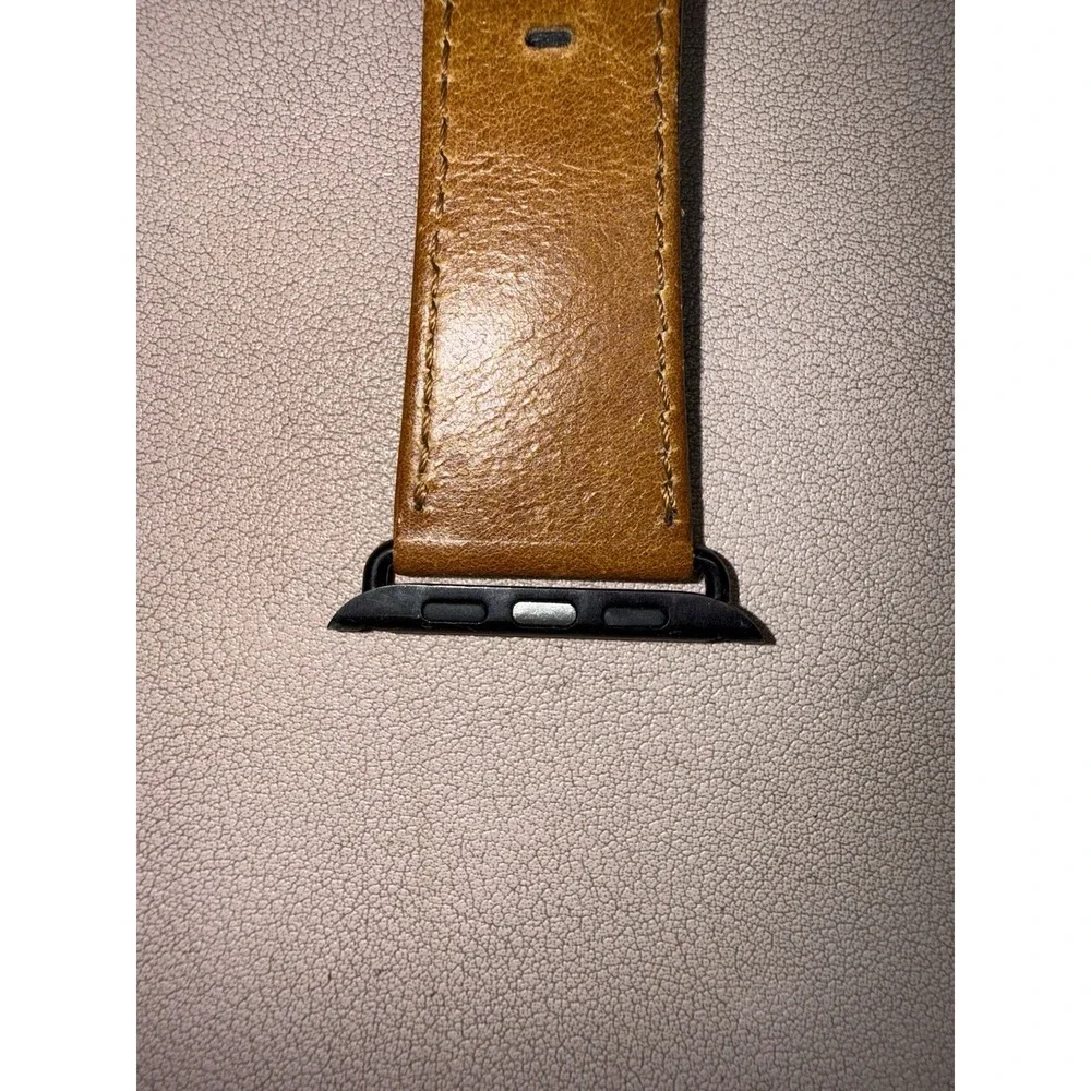 Genuine Leather Apple Watch Band Brown 42mm 44mm 45mm Black‎ Buckle Strap